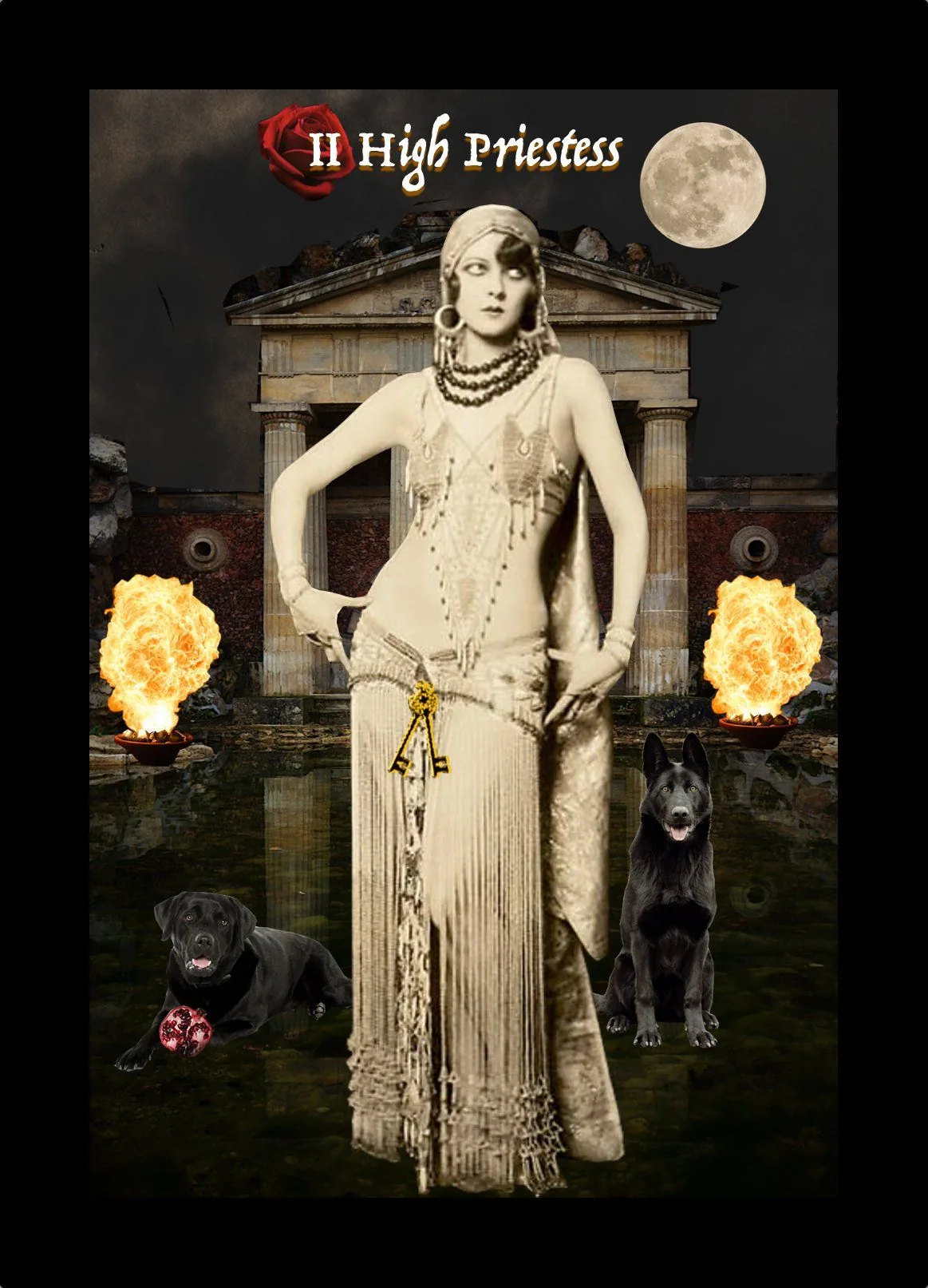 The High Priestess card from the Blood, Bread & Roses Tarot deck