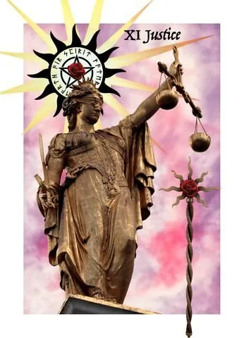 Justice card from the Blood, Bread & Roses Tarot deck