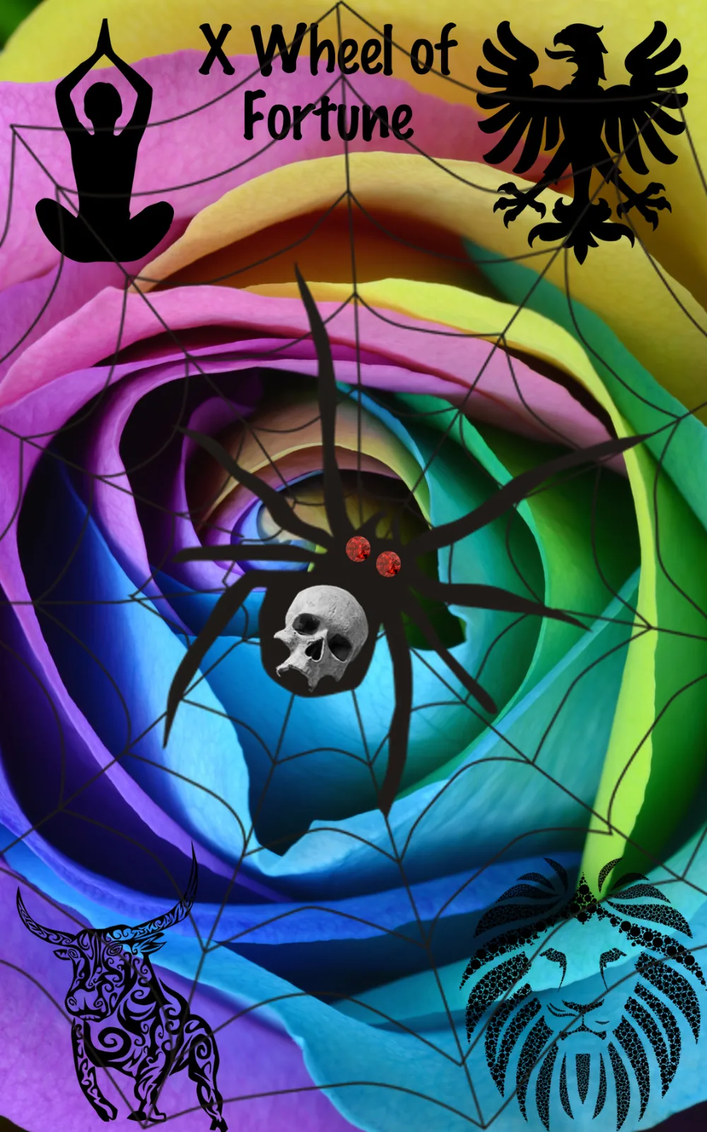 Wheel of Fortune card from the Blood, Bread & Roses Tarot deck