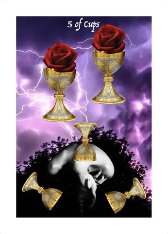Five of Cups card from the Blood, Bread & Roses Tarot deck