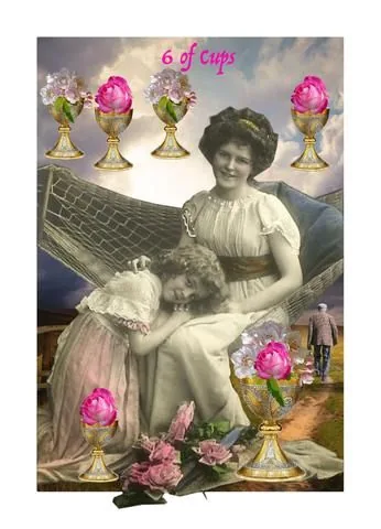 Six of Cups card from the Blood, Bread & Roses Tarot deck