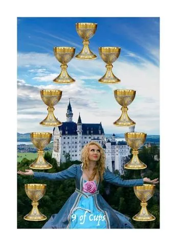 Nine of Cups card from the Blood, Bread & Roses Tarot deck