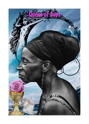 Queen of Cups card from the Blood, Bread & Roses Tarot deck