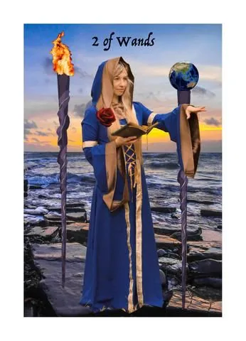 Two of Wands card from the Blood, Bread & Roses Tarot deck