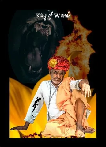 King of Wands card from the Blood, Bread & Roses Tarot deck