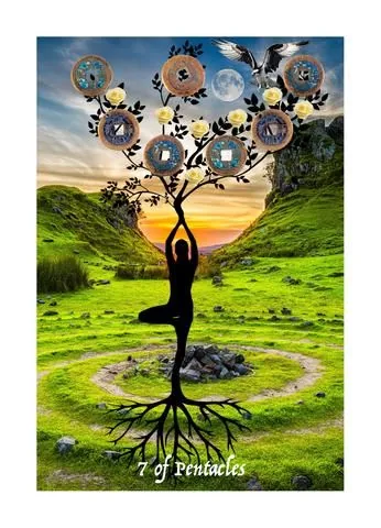 Seven of Pentacles card from the Blood, Bread & Roses Tarot deck