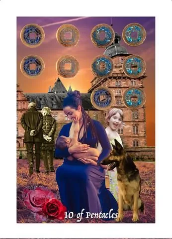Ten of Pentacles card from the Blood, Bread & Roses Tarot deck