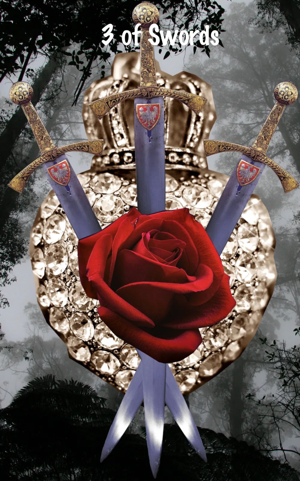 Three of Swords card from the Blood, Bread & Roses Tarot deck