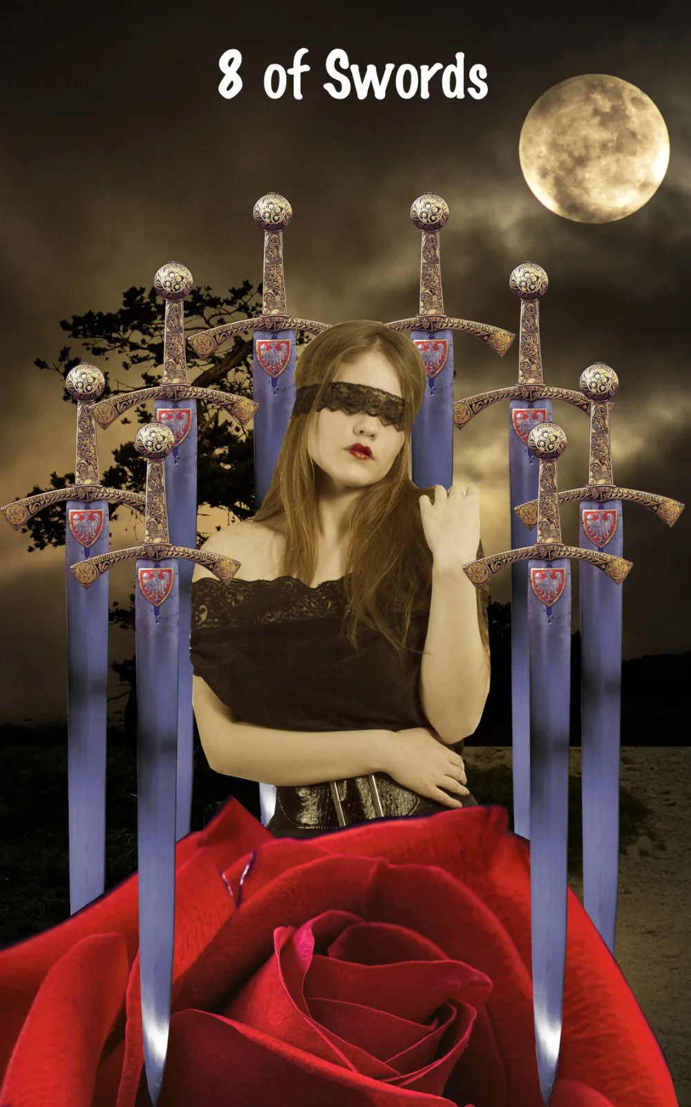 Eight of Swords card from the Blood, Bread & Roses Tarot deck