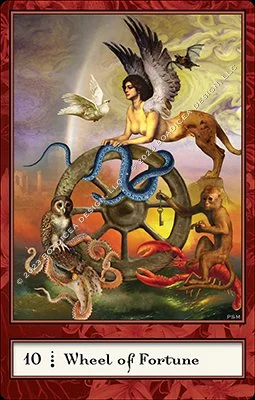 Wheel of Fortune card from the Boadiceas Tarot deck