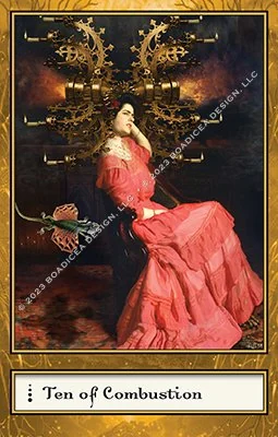 Ten of Combustion card from the Boadiceas Tarot deck