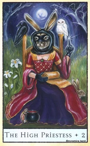 The High Priestess card from the The Bohemian Animal Tarot deck