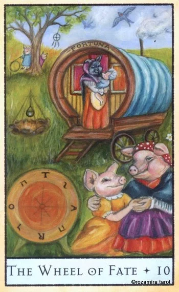 The Wheel of Fate card from the The Bohemian Animal Tarot deck