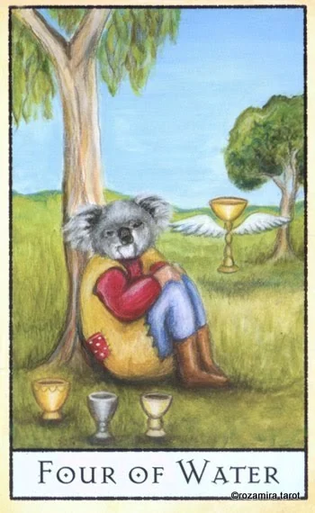 Four of Water card from the The Bohemian Animal Tarot deck
