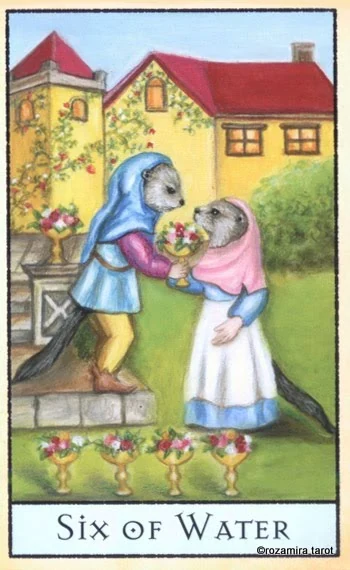 Six of Water card from the The Bohemian Animal Tarot deck