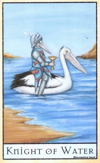 Knight of Water card from the The Bohemian Animal Tarot deck