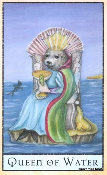 Queen of Water card from the The Bohemian Animal Tarot deck
