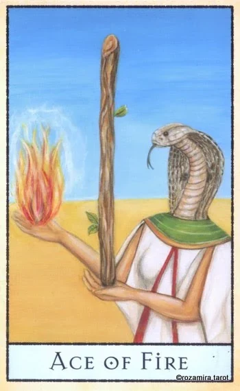 Ace of Fire card from the The Bohemian Animal Tarot deck