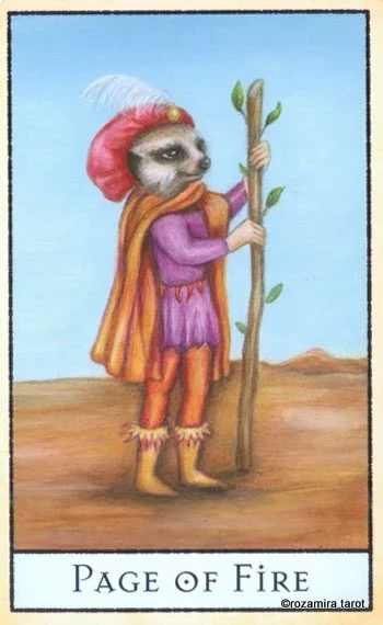Page of Fire card from the The Bohemian Animal Tarot deck