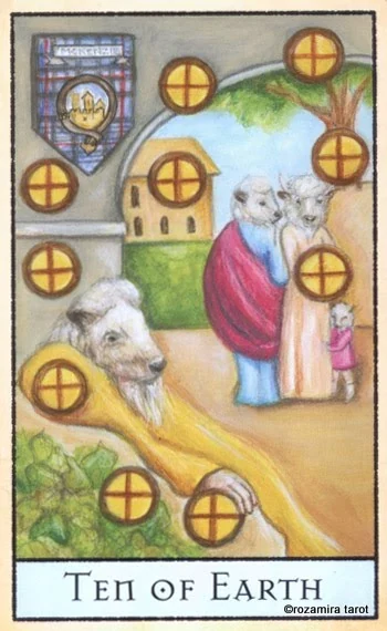 Ten of Earth card from the The Bohemian Animal Tarot deck