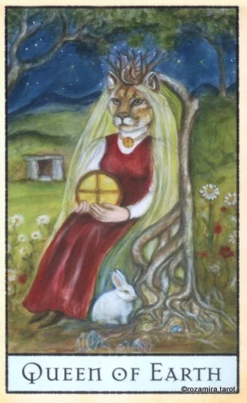 Queen of Earth card from the The Bohemian Animal Tarot deck