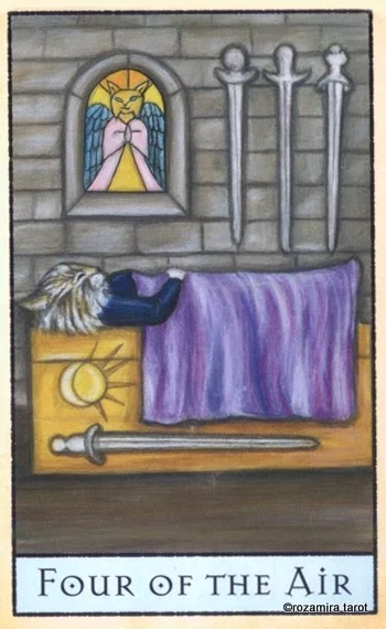 Four of Air card from the The Bohemian Animal Tarot deck