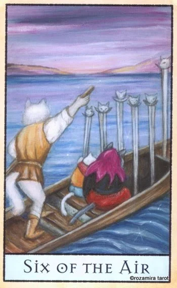 Six of Air card from the The Bohemian Animal Tarot deck