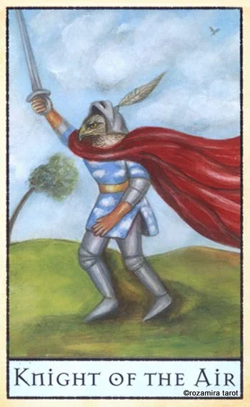 Knight of Air card from the The Bohemian Animal Tarot deck