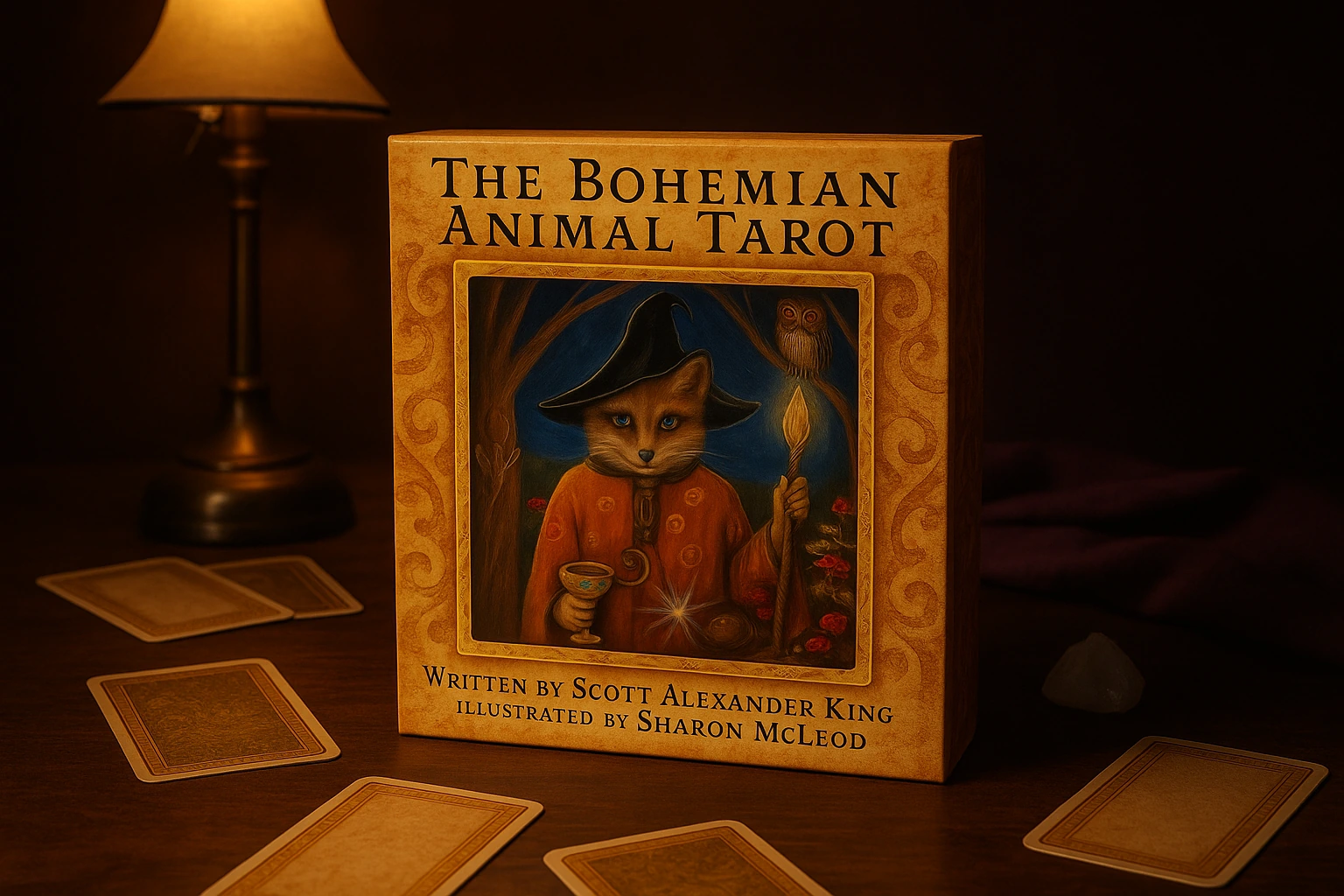 The Bohemian Animal Tarot final product box lifestyle image