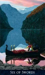 Six of Swords from The Bohemian Gothic Tarot deck