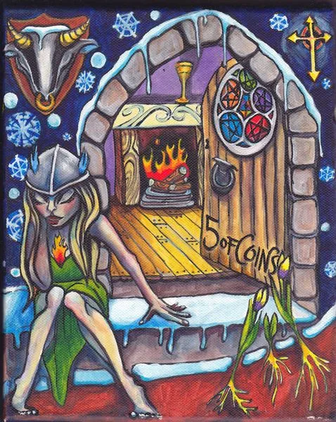 Four of Coins from the Bonefire Tarot deck