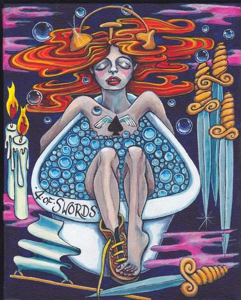Three of Swords from the Bonefire Tarot deck