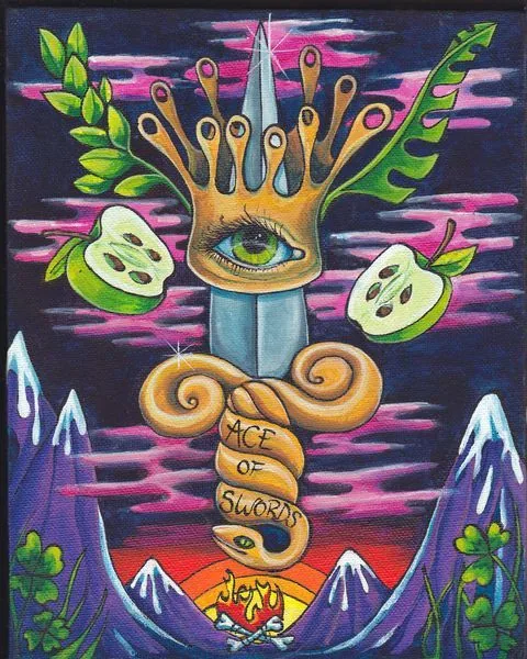 Ace of Swords from the Bonefire Tarot deck
