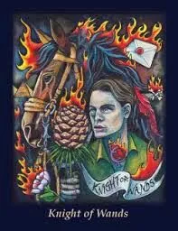 Knight of Wands from the Bonefire Tarot deck