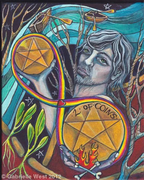 2 of Coins - Bonefire Tarot - Tarot Deck by Gabi Angus-West