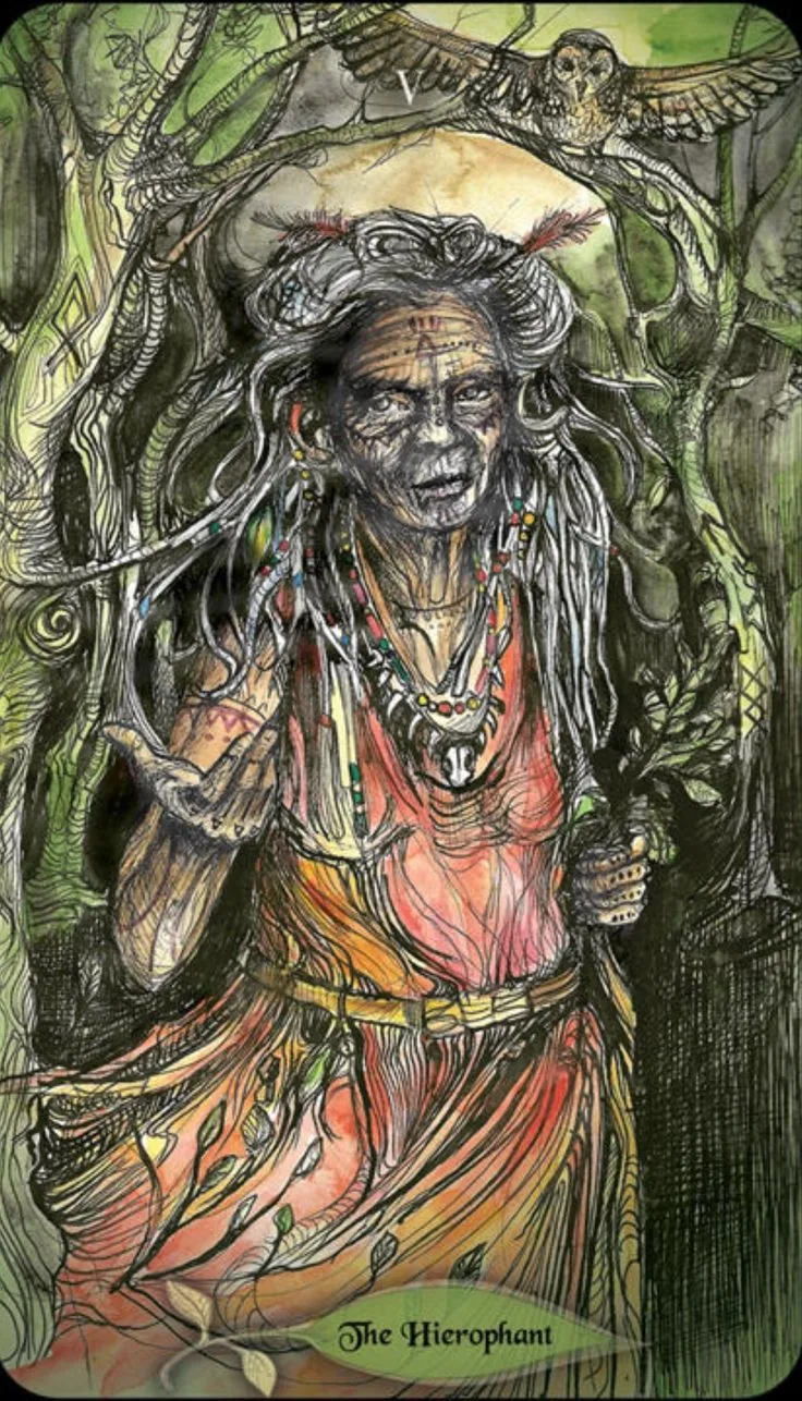 The Hierophant card from the Bonestone Earthflesh Tarot deck