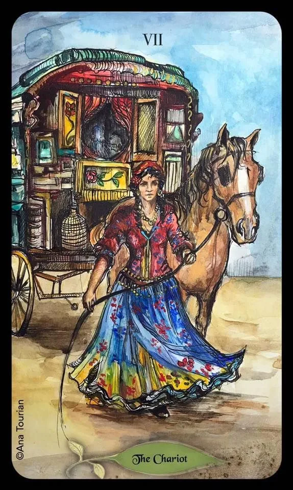 The Chariot card from the Bonestone Earthflesh Tarot deck