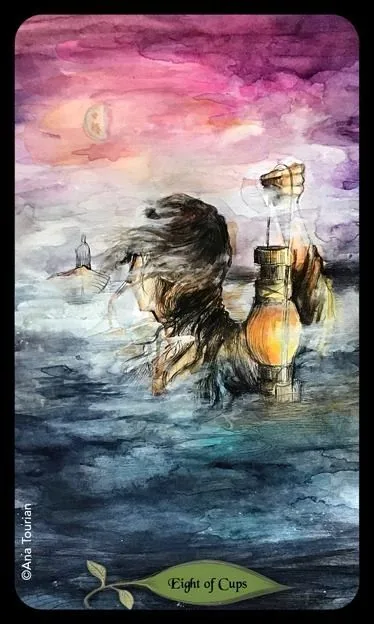 Bonestone & Earthflesh Tarot Review 7 Woman Floating in the Sea card from the Bonestone Earthflesh Tarot deck