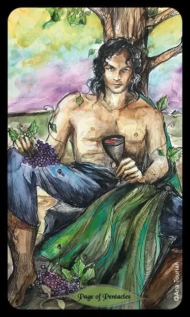 Three of Pentacles card from the Bonestone Earthflesh Tarot deck