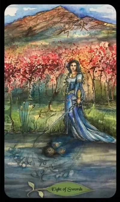 Eight of Swords card from the Bonestone Earthflesh Tarot deck