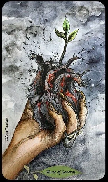 Queen of Swords card from the Bonestone Earthflesh Tarot deck