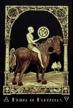Prince of Pentacles from the Book of Azathoth Tarot deck