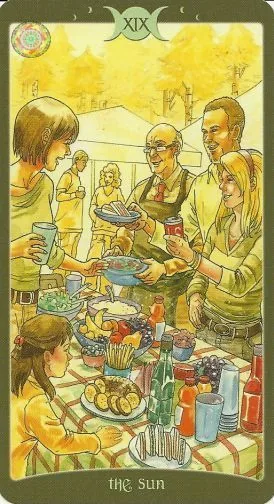 The Sun card from The Book of Shadows Tarot Vol 2 deck