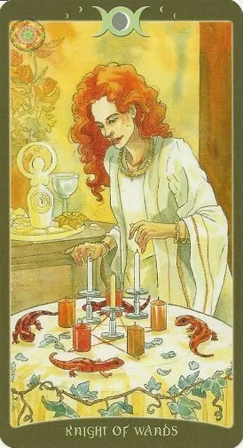 Knight of Wands card from The Book of Shadows Tarot Vol 2 deck