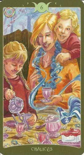 6 of Chalices card from The Book of Shadows Tarot Vol 2 deck