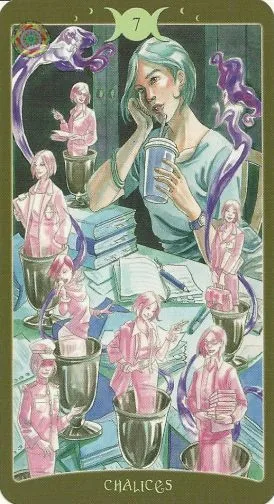 7 of Chalices card from The Book of Shadows Tarot Vol 2 deck