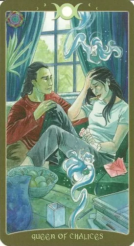 Queen of Chalices card from The Book of Shadows Tarot Vol 2 deck