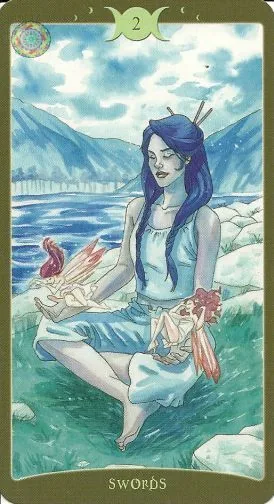 2 of Swords card from The Book of Shadows Tarot Vol 2 deck