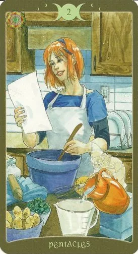 2 of Pentacles card from The Book of Shadows Tarot Vol 2 deck