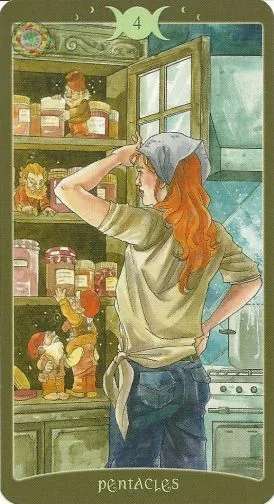 4 of Pentacles card from The Book of Shadows Tarot Vol 2 deck